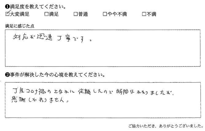 対応が迅速丁寧です